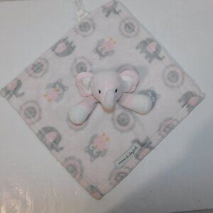 Blankets & Beyond Pink Gray Elephant Owl Plush Security Blanket Baby lovey nunu